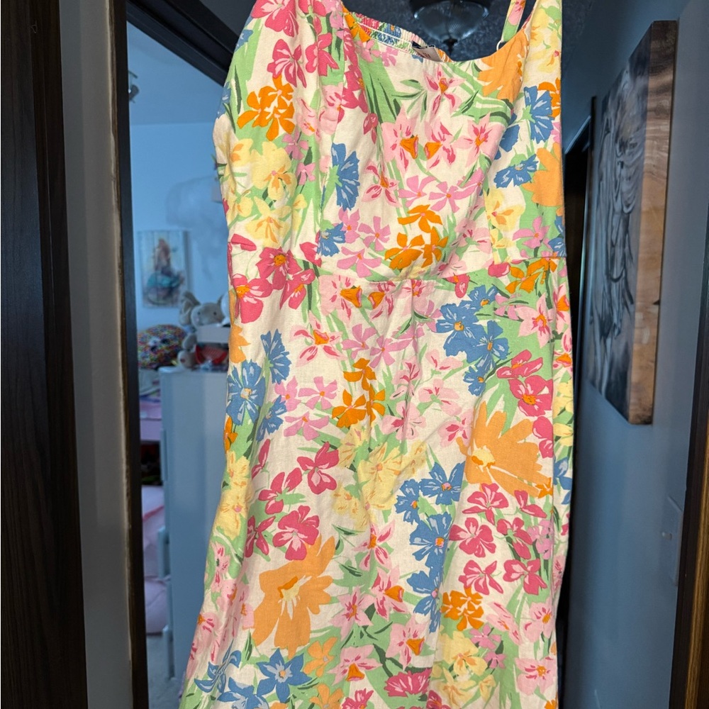 Old Navy Orange Pink Floral Sleeveless Sundress